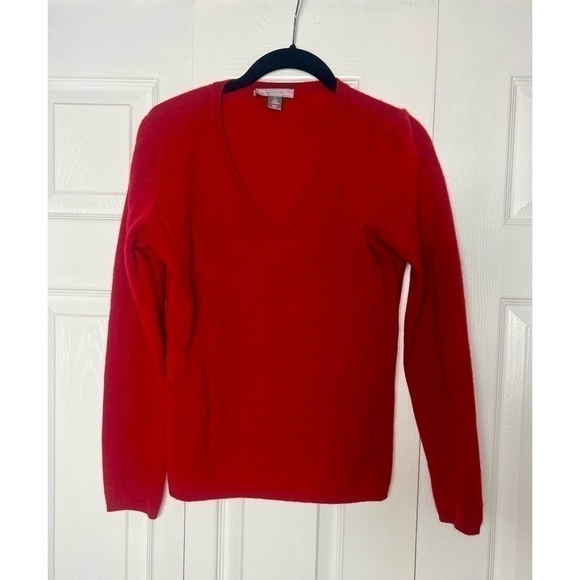 Cashmere by Charter Club Red 100% Cashmere V-Neck Pullover Sweater Soft Knit Sm - Picture 4 of 6